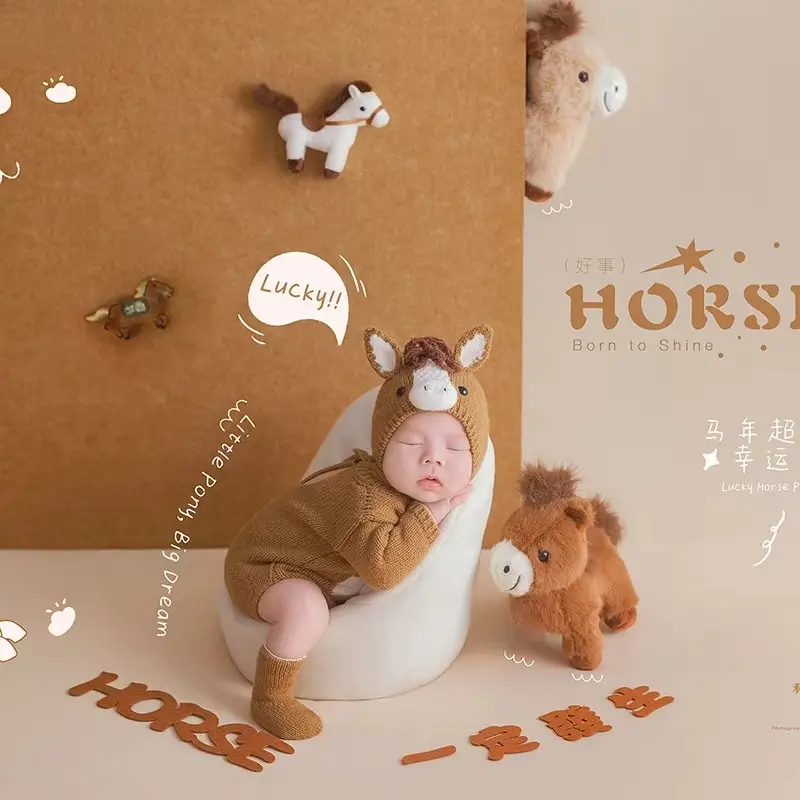 2026 Handmade Horse Outfit Theme Set - Newborn Photography Props - Image 3